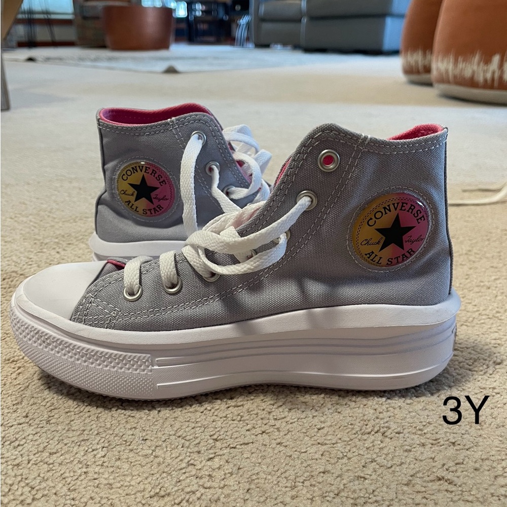 Converse Kids High-Top Sneakers - Gray and Pink